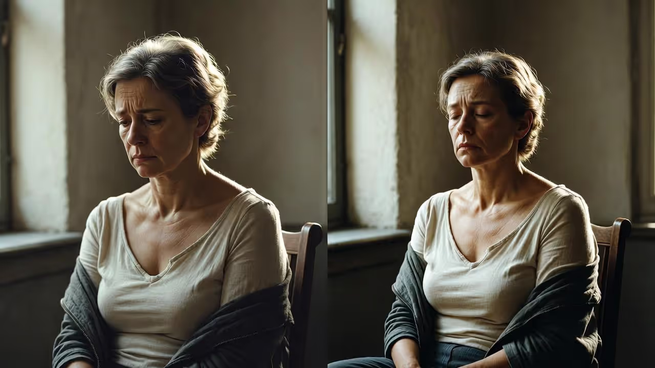 Visual comparison between normal sadness and emotional numbness associated with depression