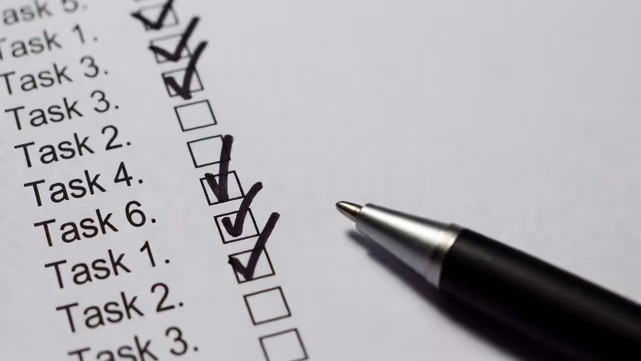 Small daily checklist with completed tasks marked